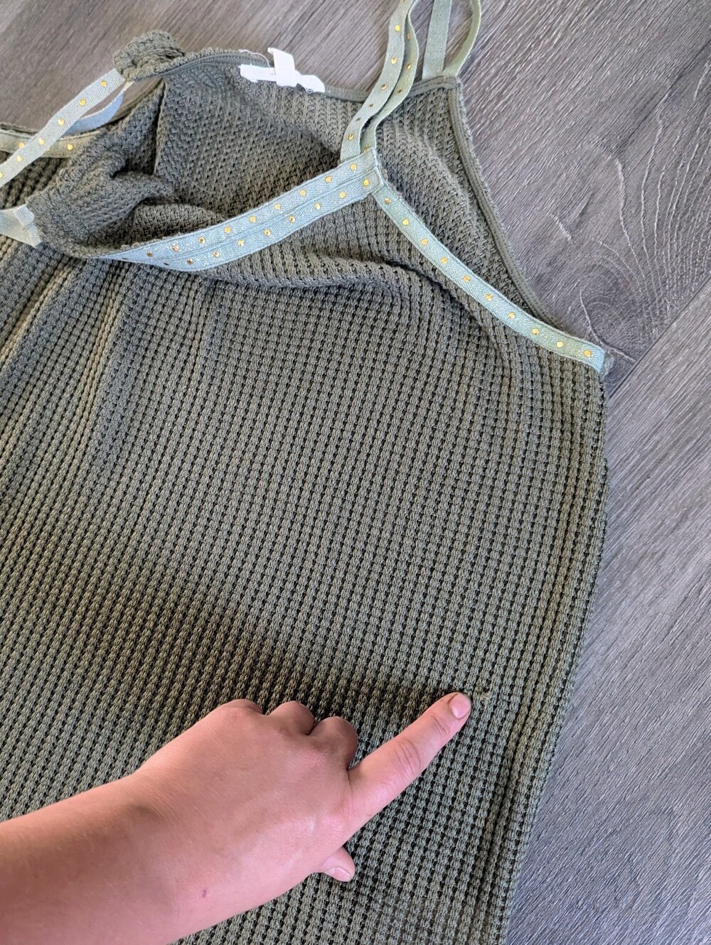 Olive Green Knit Cami Tank Top - Picture 4 of 5